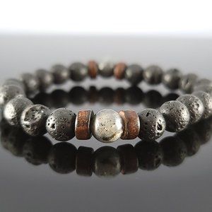 Lava Rock Granite Gem Stone Bead Bracelet